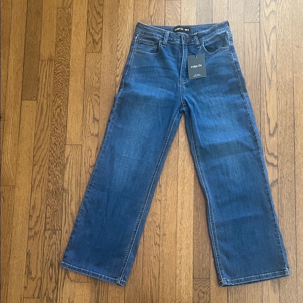 Indigo Six Women's cropped slim Wide Leg Jeans